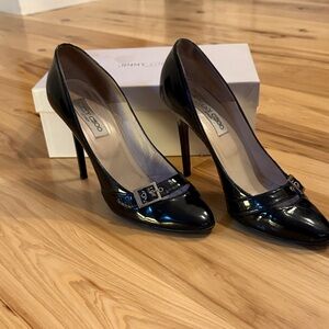 Jimmy Choo Pavia Black Patent Heels with Buckle